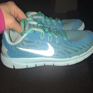 Little Girls Nike Free 5.0 - Teal/Blue